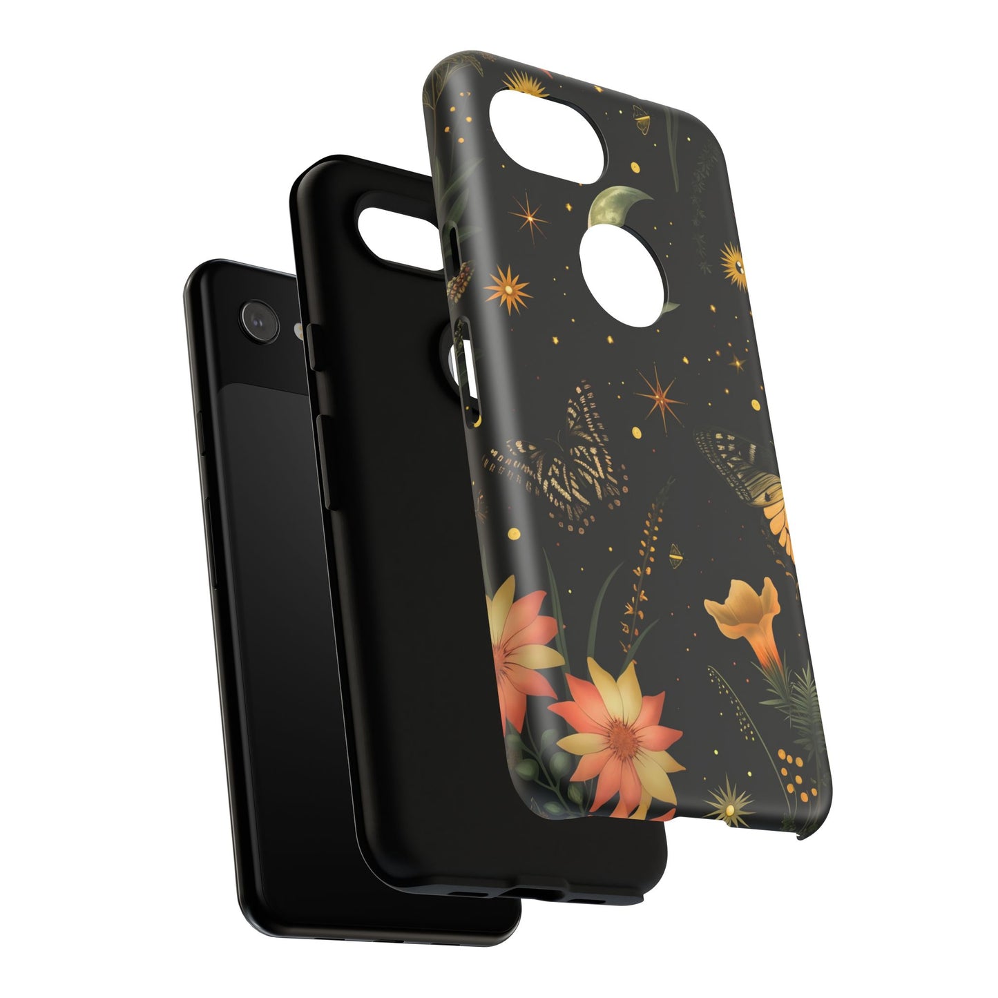 Floral Phone Case - Tough Cases with Moon and Butterflies, Bohemian Chic, Gift for Nature Lovers, Unique Tech Accessories, Stylish [...]