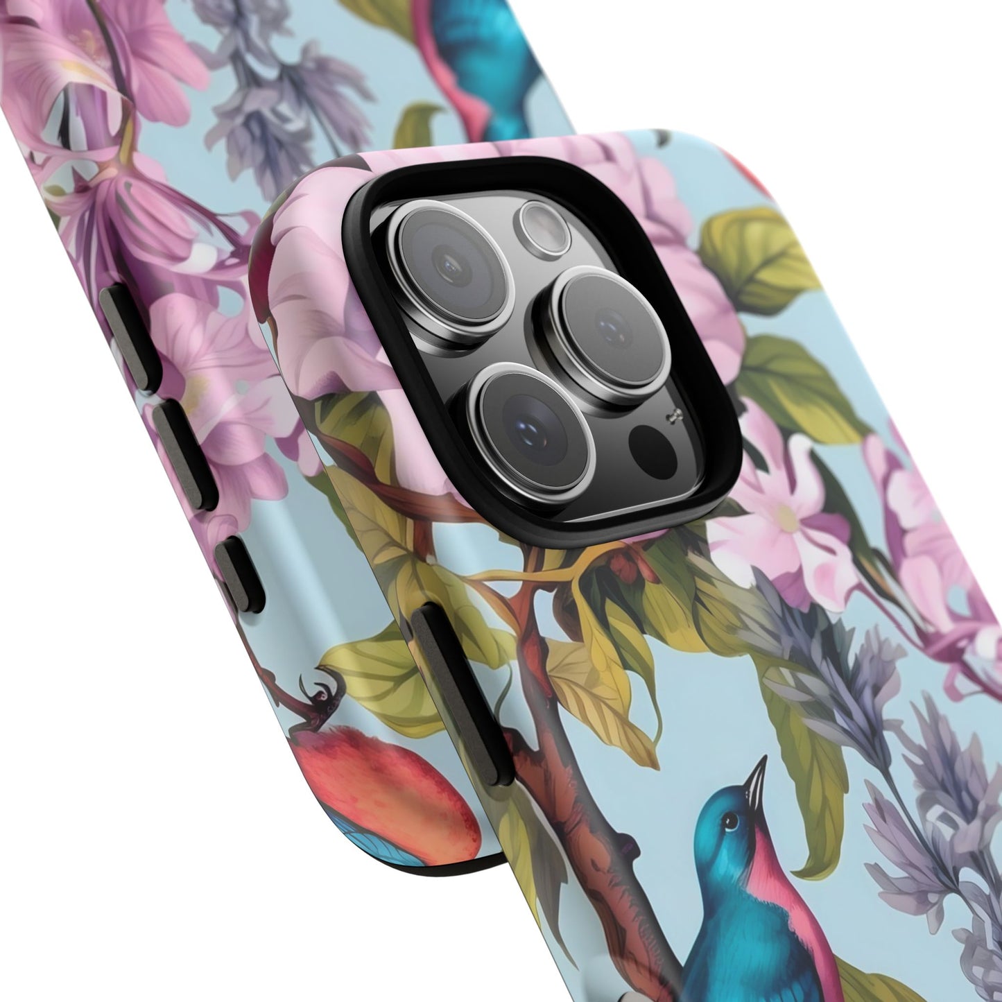 Floral Phone Case with Birds, Tough Cases for Nature Lovers, Stylish Phone Accessories, Unique Gifts for Her, Cute Tech Protector