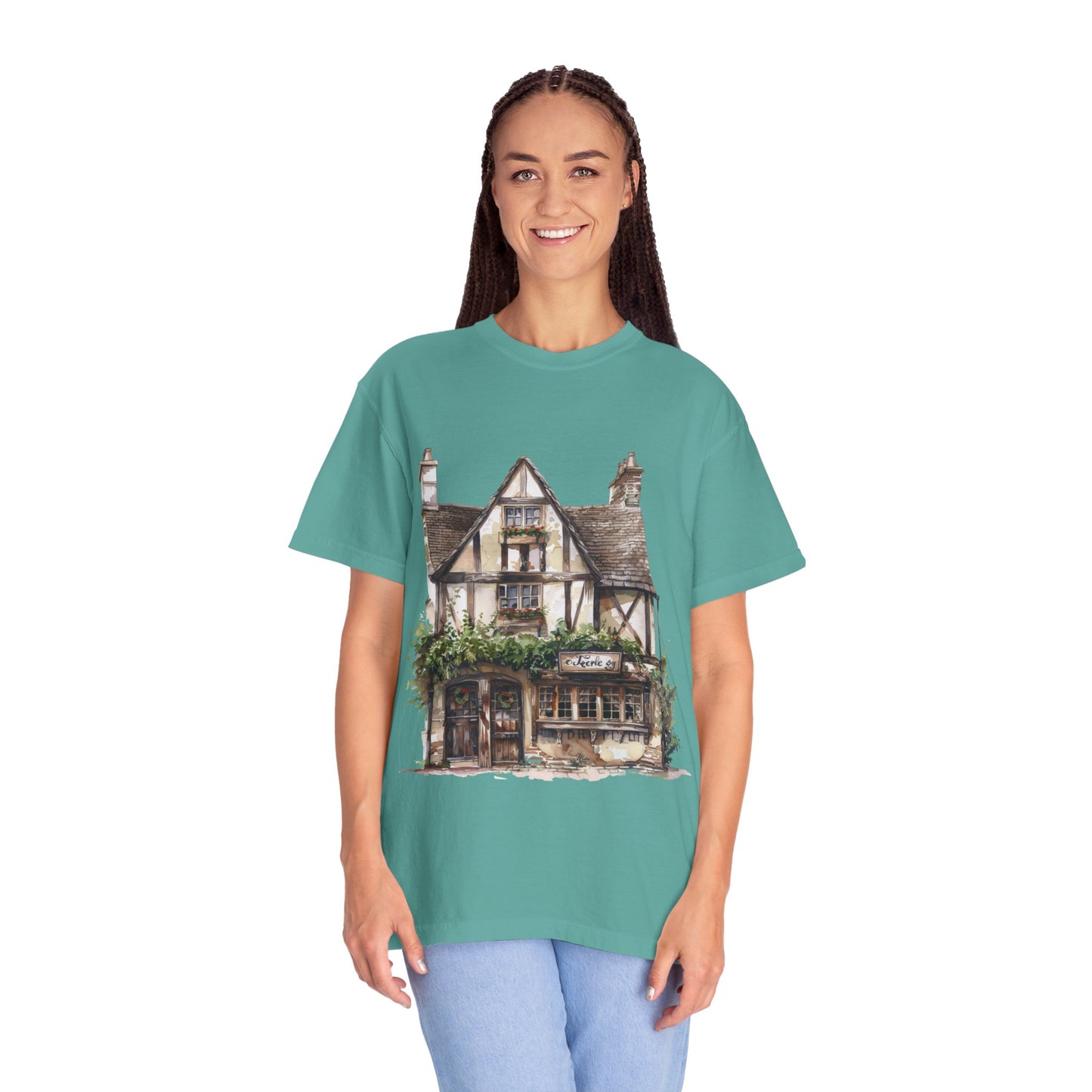Unisex Garment-Dyed T-shirt - Heritage in Stone - Traditional British Village Homes