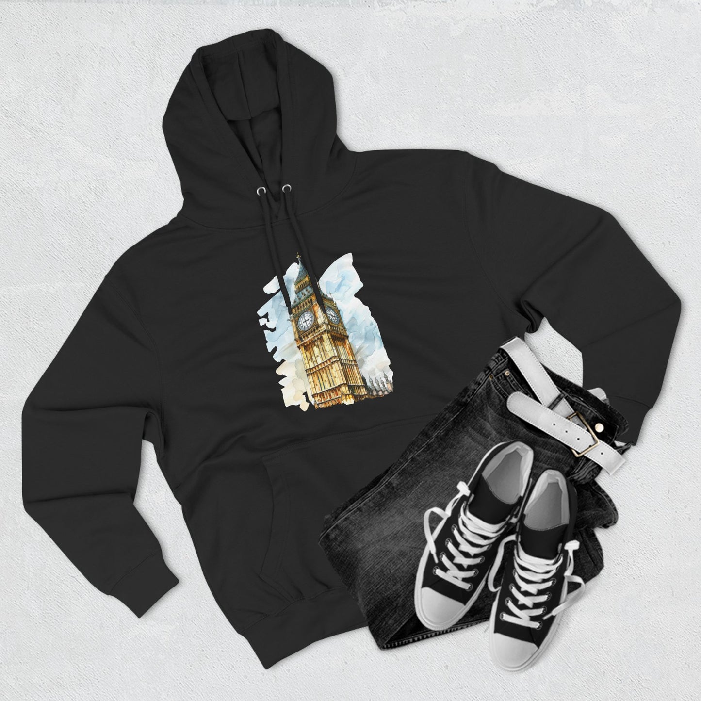 Three-Panel Fleece Hoodie - Big Ben - The Heartbeat of London