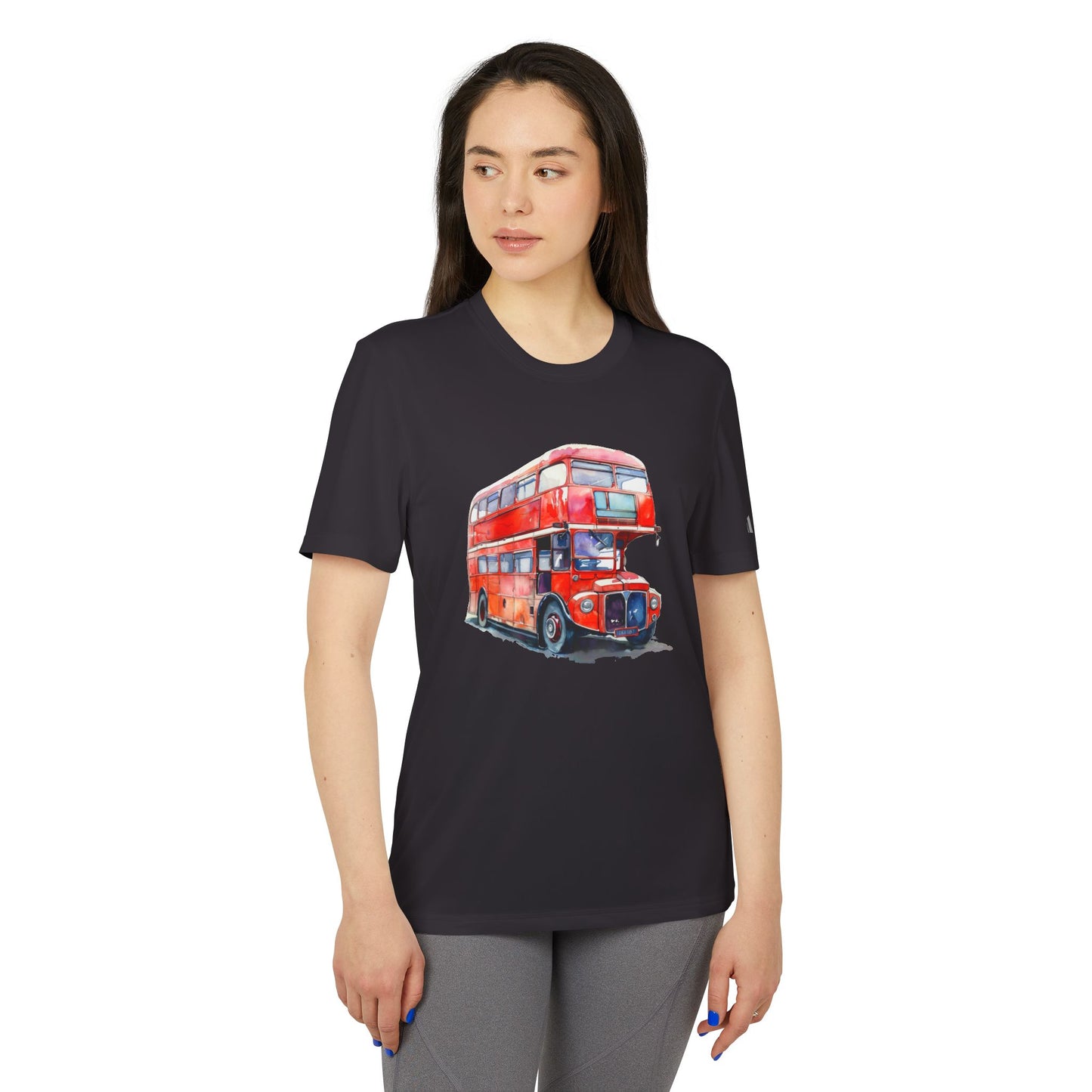 Unisex Sport T-Shirt - British Red Bus Watercolor Design