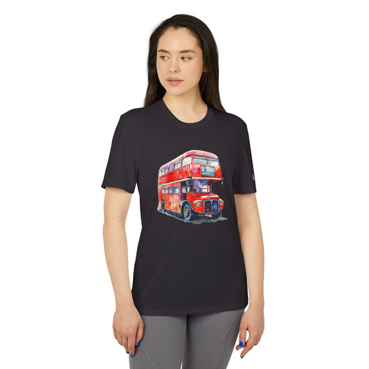 Unisex Sport T-Shirt - British Red Bus Watercolor Design