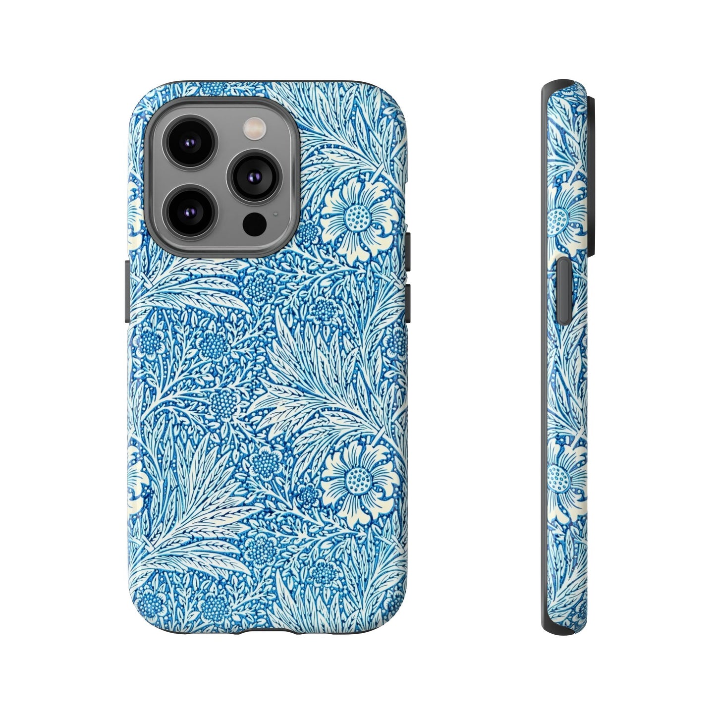 Stylish Phone Case, Tough Floral Phone Cover, Fashionable Tech Accessory, Gift for Her, Blue Flower Design