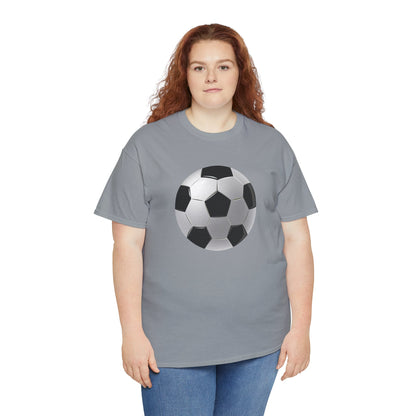 Unisex Heavy Cotton Tee - Dynamic Football Design - Sports Passion and Energy
