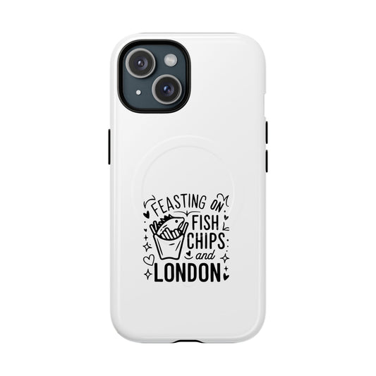 Fish and Chips Magnetic Phone Case, Travel Gift, London Souvenir, Cute Phone Cover, Unique Cell Phone Accessories, Fun British Design