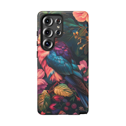 Vibrant Phone Case, Tropical Bird Design, Tough Phone Cover, Floral Tech Accessory, Gift for Nature Lovers