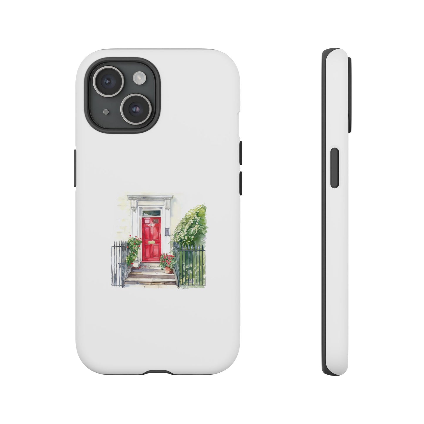 Artistic Phone Case - Charming Red Door Design for Stylish Protection