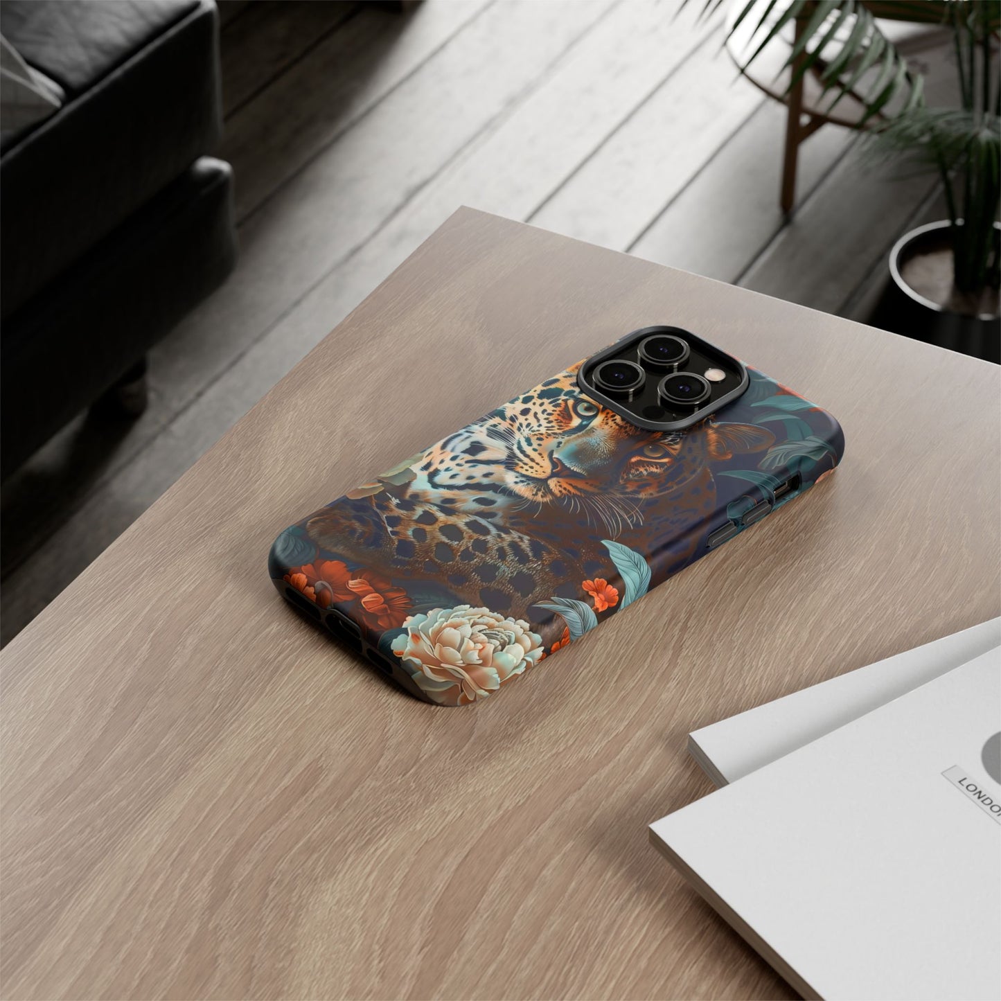Wildlife Phone Case with Leopard Design | Tough Cases, Animal Prints, Floral Phone Cover, Gift for Nature Lovers, Unique Phone Accessories