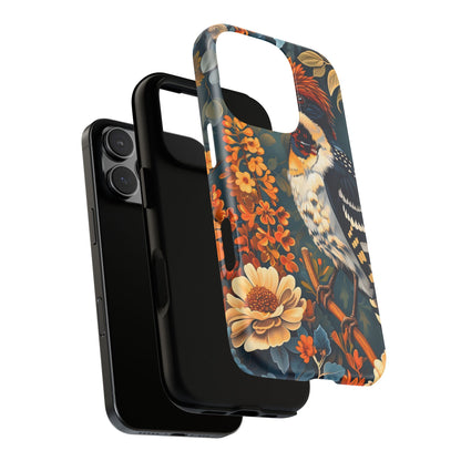 Tough Cases: Floral Bird Phone Case, Vintage Style Cover, Nature Lover Gift, Botanical Design, Spring Inspire Fashion