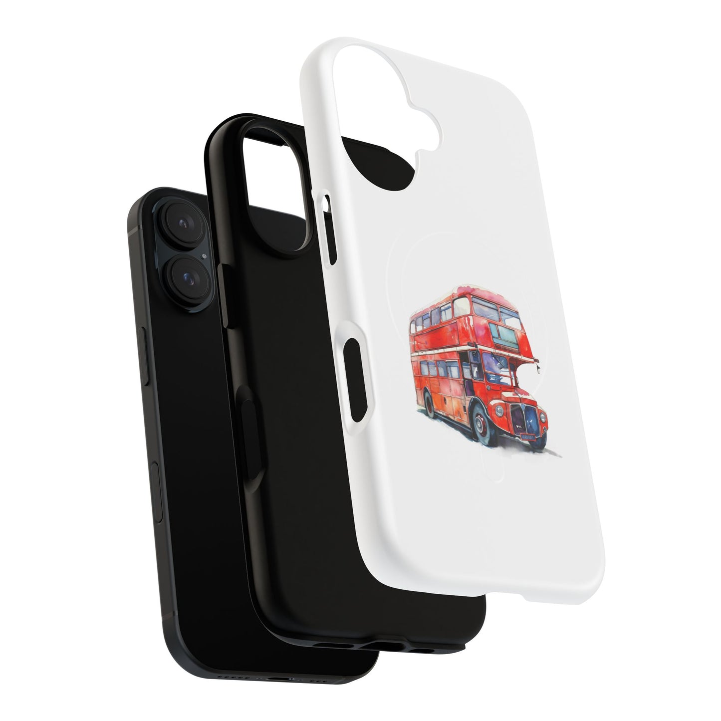 Vintage Double-Decker Bus Phone Case, Tough Magnetic Cases, Unique Mobile Cover, Gifts for Travelers, London-Themed Accessories