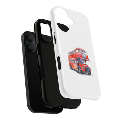 Vintage Double-Decker Bus Phone Case, Tough Magnetic Cases, Unique Mobile Cover, Gifts for Travelers, London-Themed Accessories