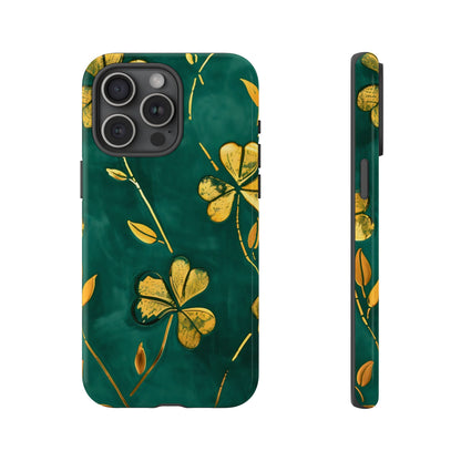 Floral Phone Case with Gold Accents, Tough Phone Cover, Stylish Phone Protector, Unique Gift for Her, Nature Lover Accessory
