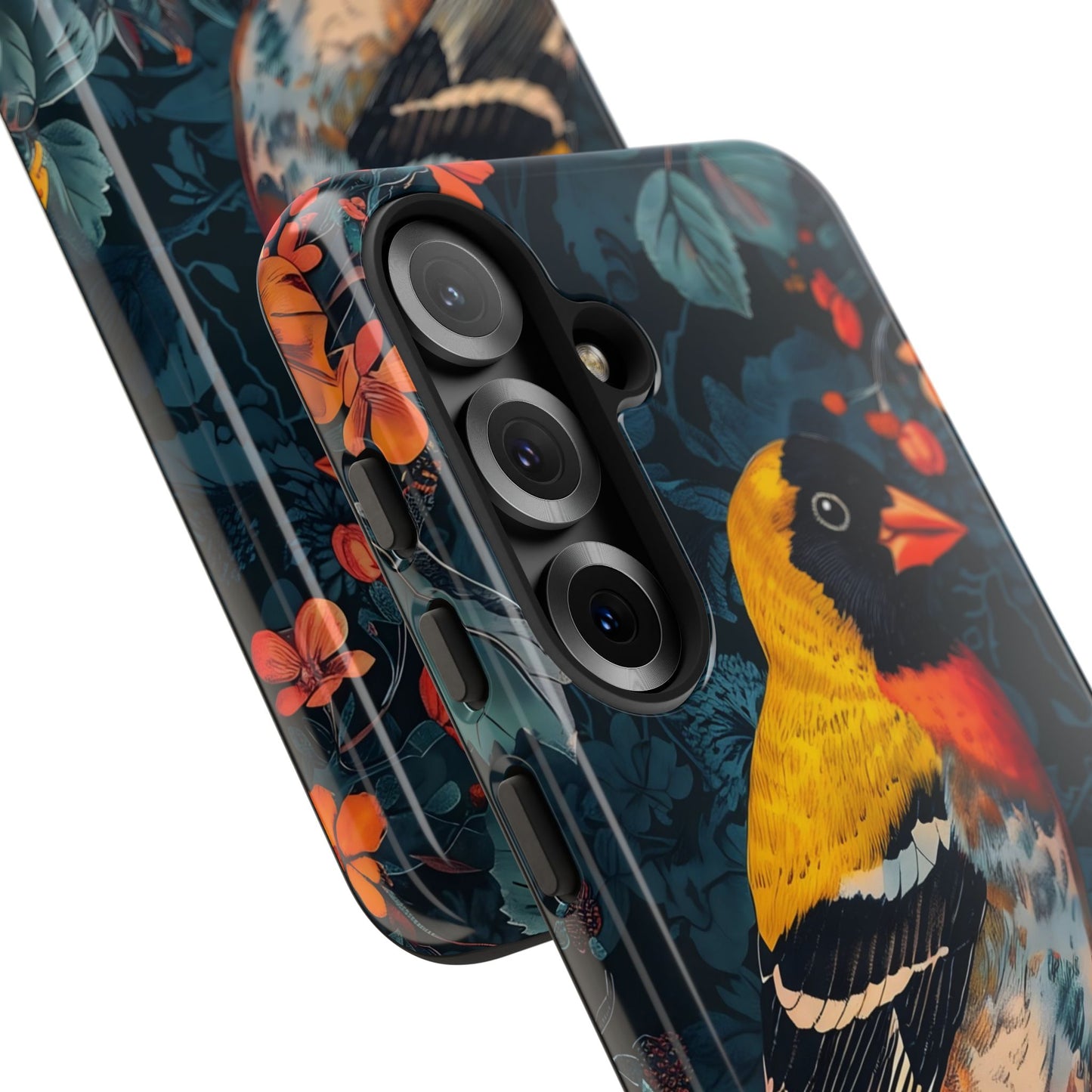 Colorful Bird Phone Case, Floral Phone Cover, Tough Phone Protector, Nature Lover Gift, Botanical Case, Unique Mobile Accessory
