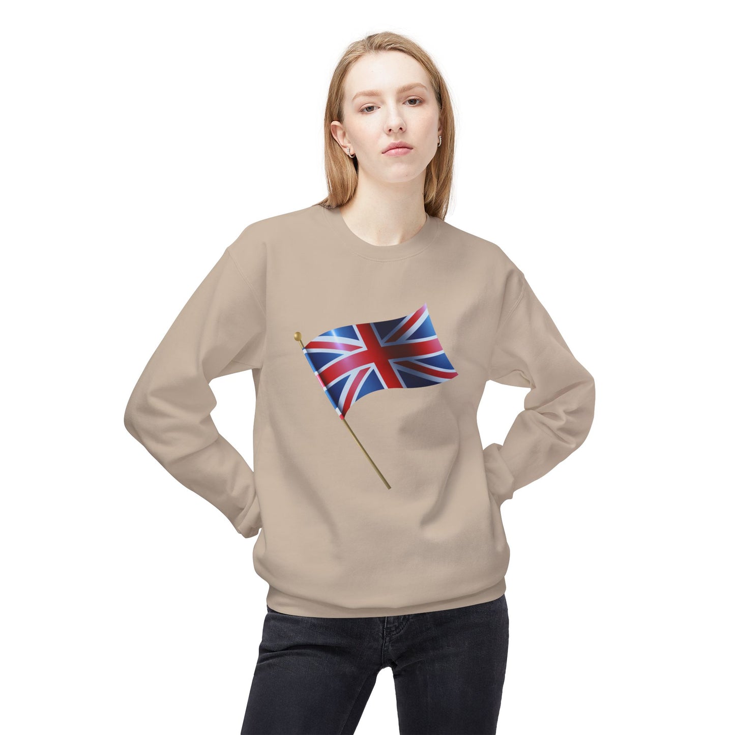Unisex Midweight Softstyle Fleece Crewneck Sweatshirt - Classic UK Flag Design
