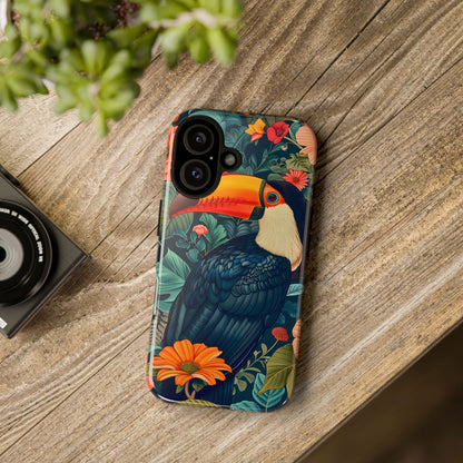 Tropical Toucan Phone Case - Cute Animal Design, Nature Lover Gift, Floral Pattern, Bird Lover Accessory, Summer Vibes