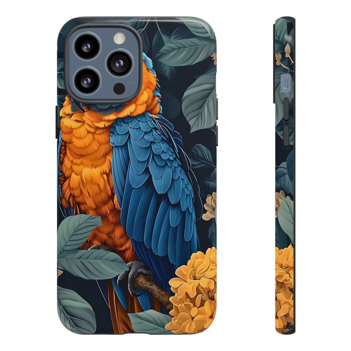 Tropical Parrot Phone Case - Tough Cases, Colorful Phone Cover, Nature Lover Gift, Floral Design, Bird Lover Accessory