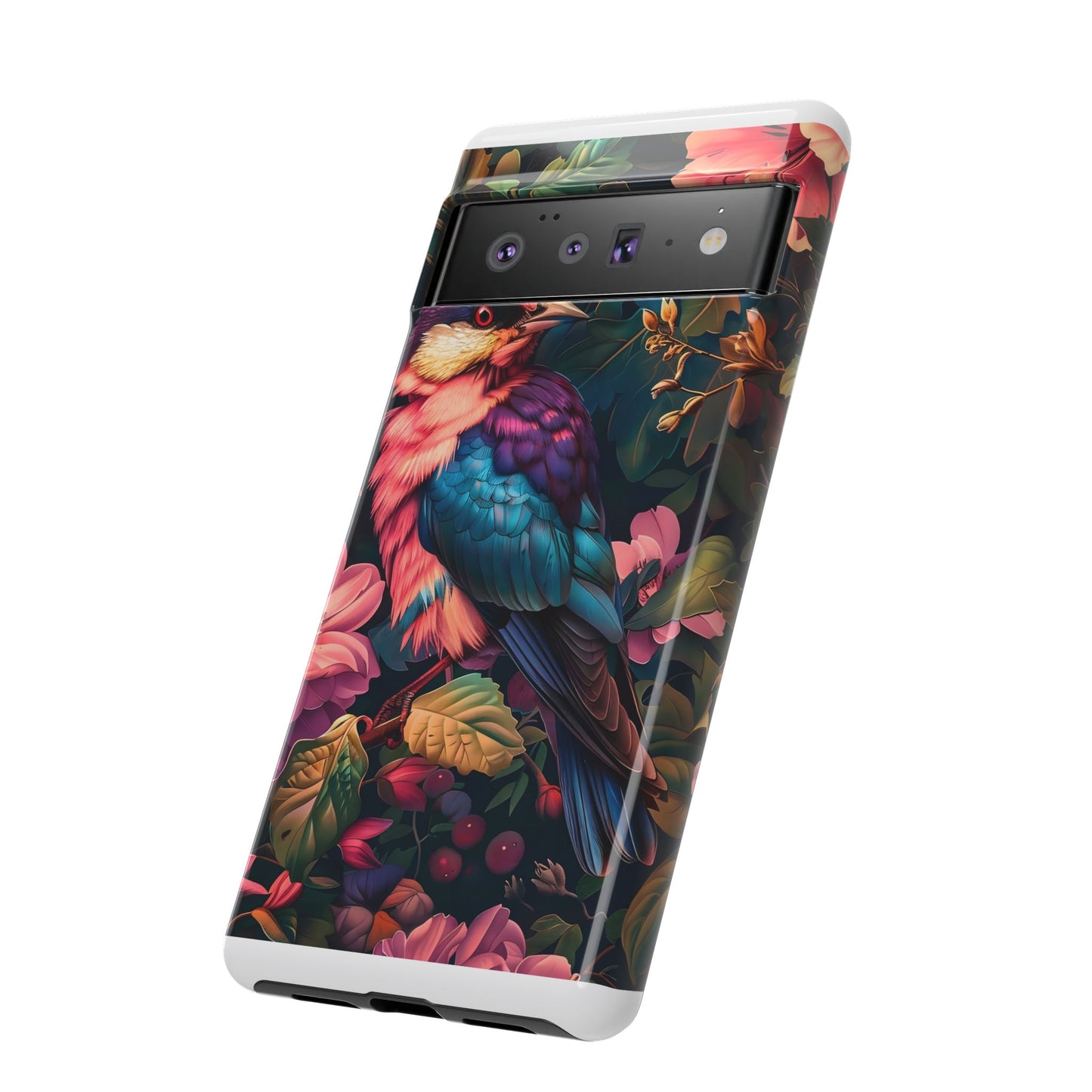 Tough Cases: Vibrant Tropical Bird Phone Case, Floral Smartphone Cover, Nature Lover Gift, Boho Phone Accessory, Cute Bird Case