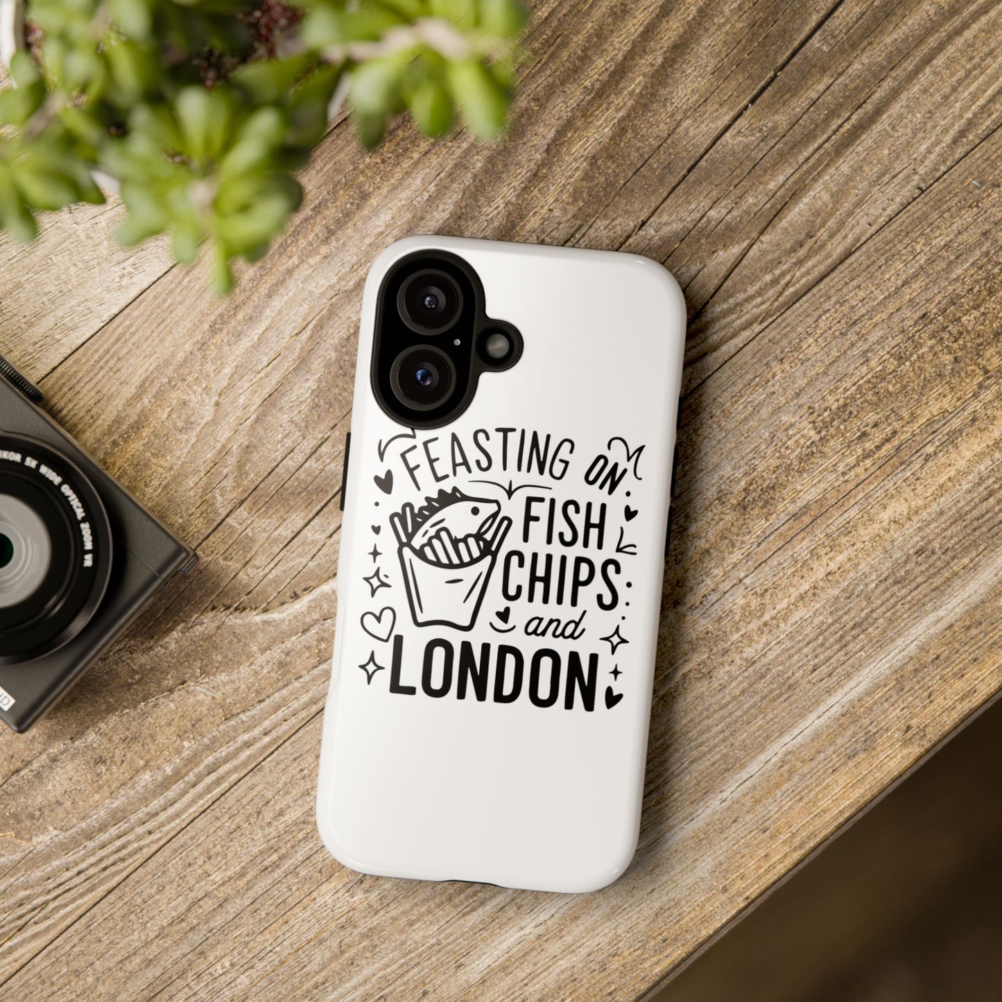 London Fish & Chips Phone Case | Fun Gift for Foodies, Travel Lovers, London Souvenir, Unique Accessories, Personalization Option