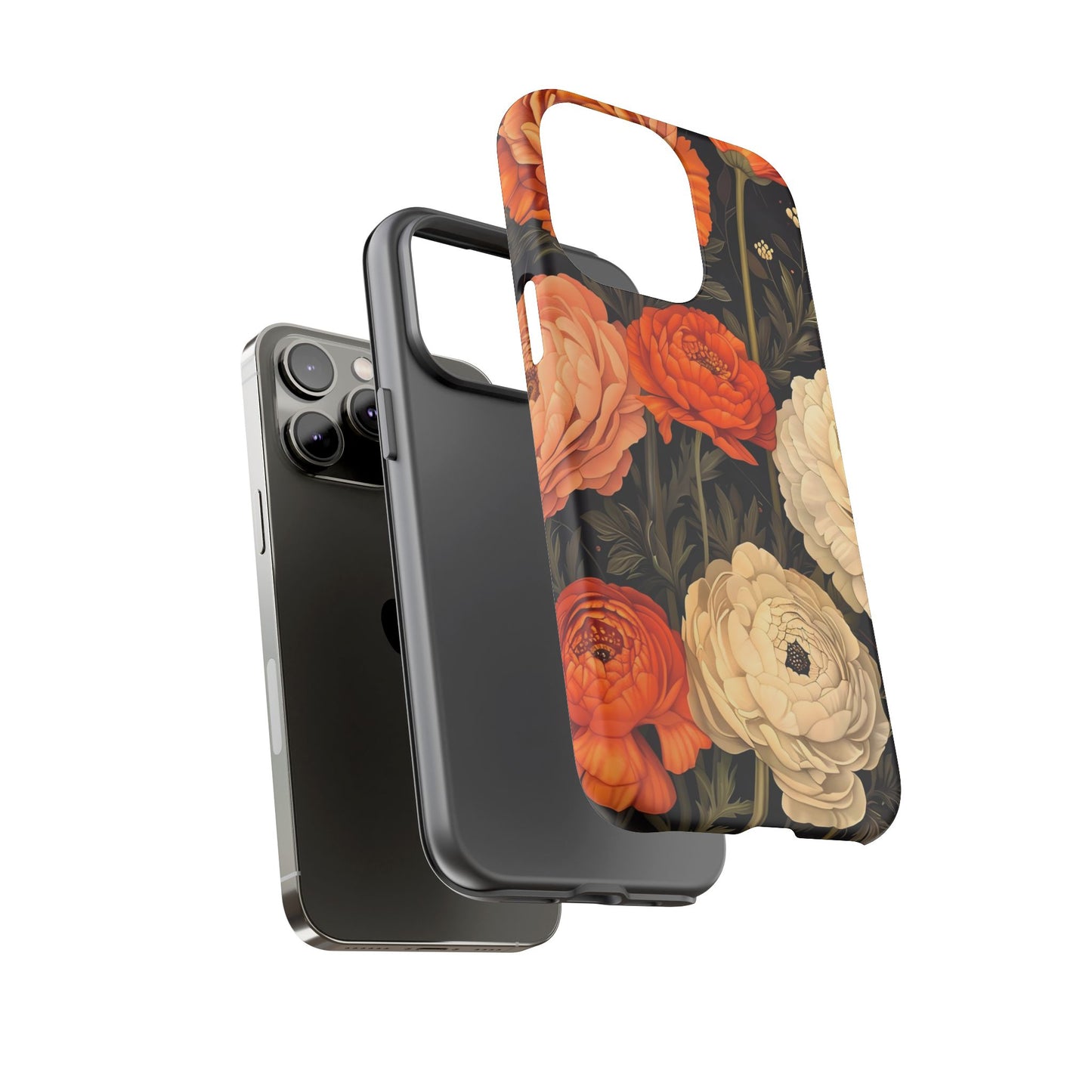 Floral Phone Case with Tough Protection, Blooming Ranunculus Design, Durable Cover, Gift for Flower Lovers, Eco-Friendly Phone Accessory