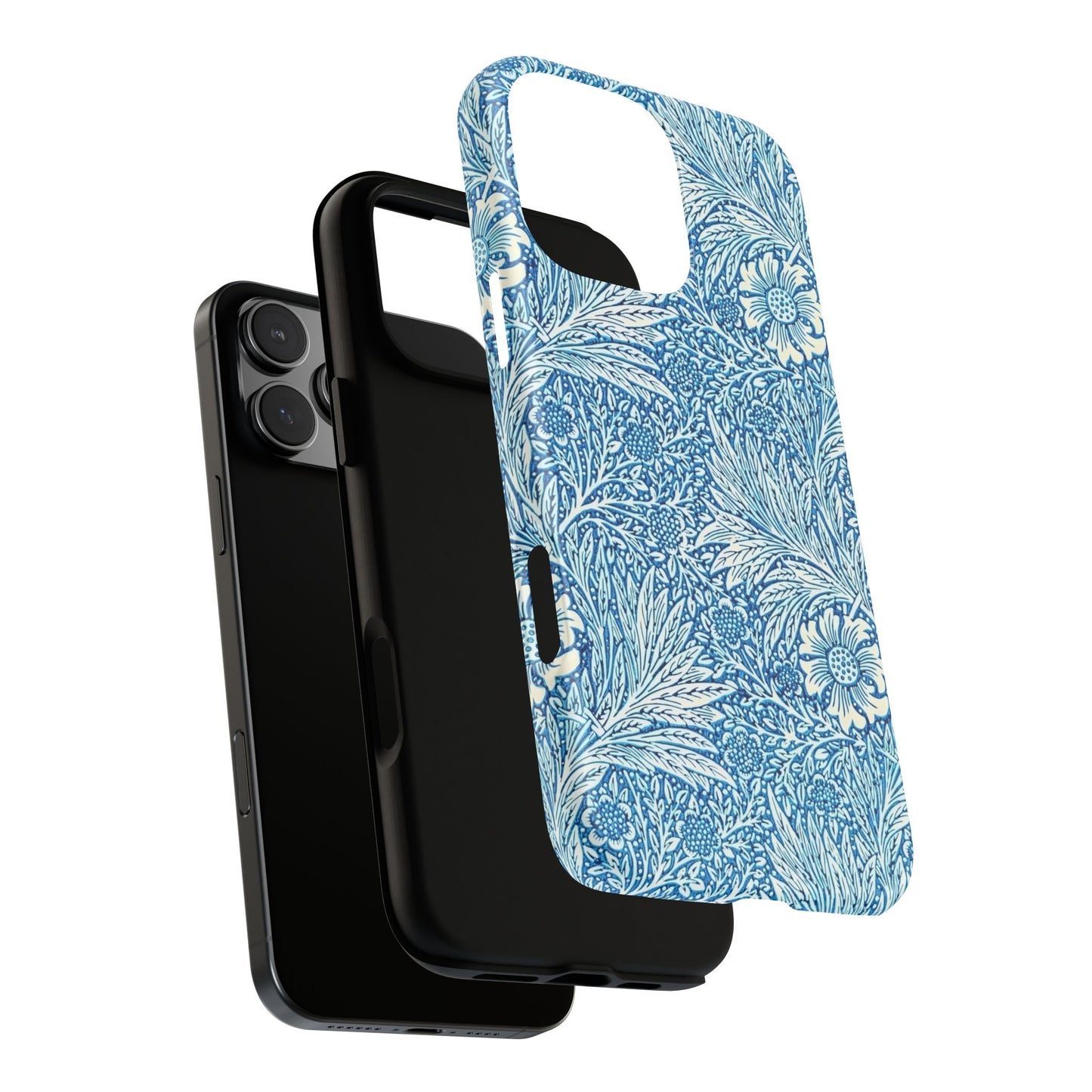 Stylish Phone Case, Tough Floral Phone Cover, Fashionable Tech Accessory, Gift for Her, Blue Flower Design