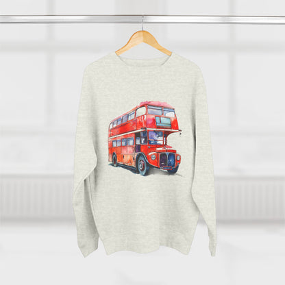 Unisex Crewneck Sweatshirt - London Transport English Bus Red Double-Decker