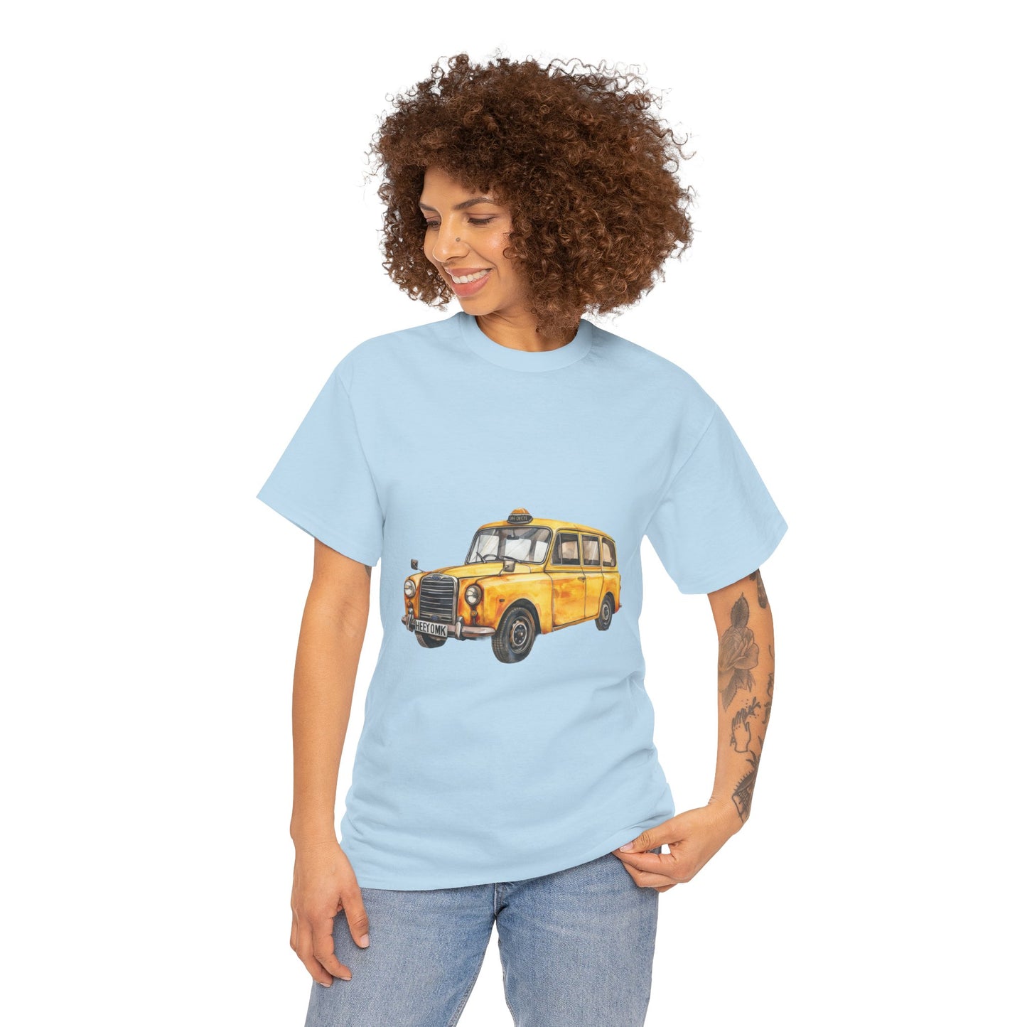 Unisex Heavy Cotton Tee - British Vintage Car - Classic Elegance and Timeless Style