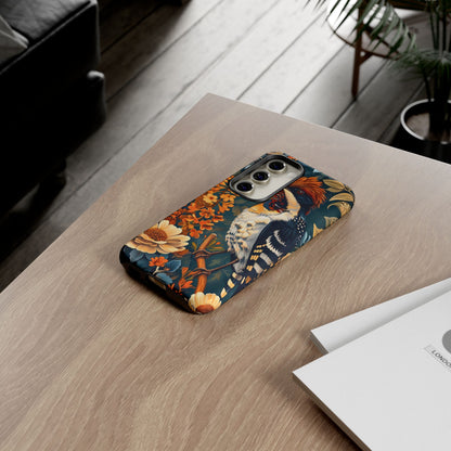 Tough Cases: Floral Bird Phone Case, Vintage Style Cover, Nature Lover Gift, Botanical Design, Spring Inspire Fashion