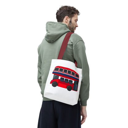 London Bus Tote Bag | Reusable Grocery Bag, Eco-Friendly Shopper, Gift for Travelers, Red Double-Decker Bag, Fun Day Out Essentials