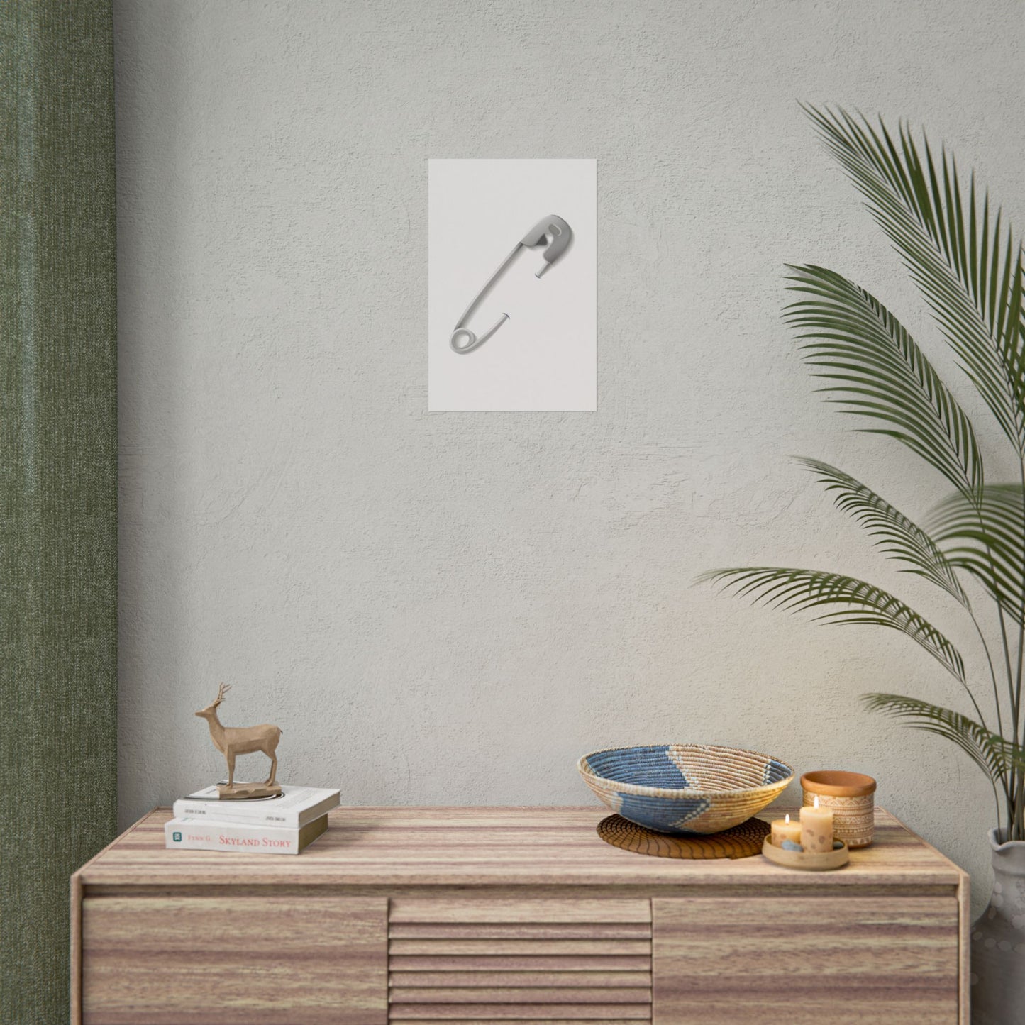 Minimalist Safety Pin Wall Art, Modern Decor, Unique Gift, Home Aesthetic, Art Print, Rolled Poster, Contemporary Interior Design