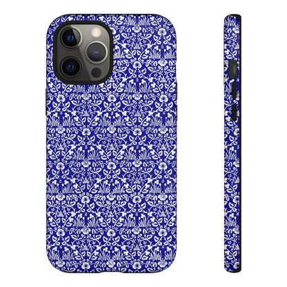 Elegant Floral Phone Case - Tough Cases, Blue Floral Design, Stylish Phone Accessory, Unique Gift, Modern Tech Protection