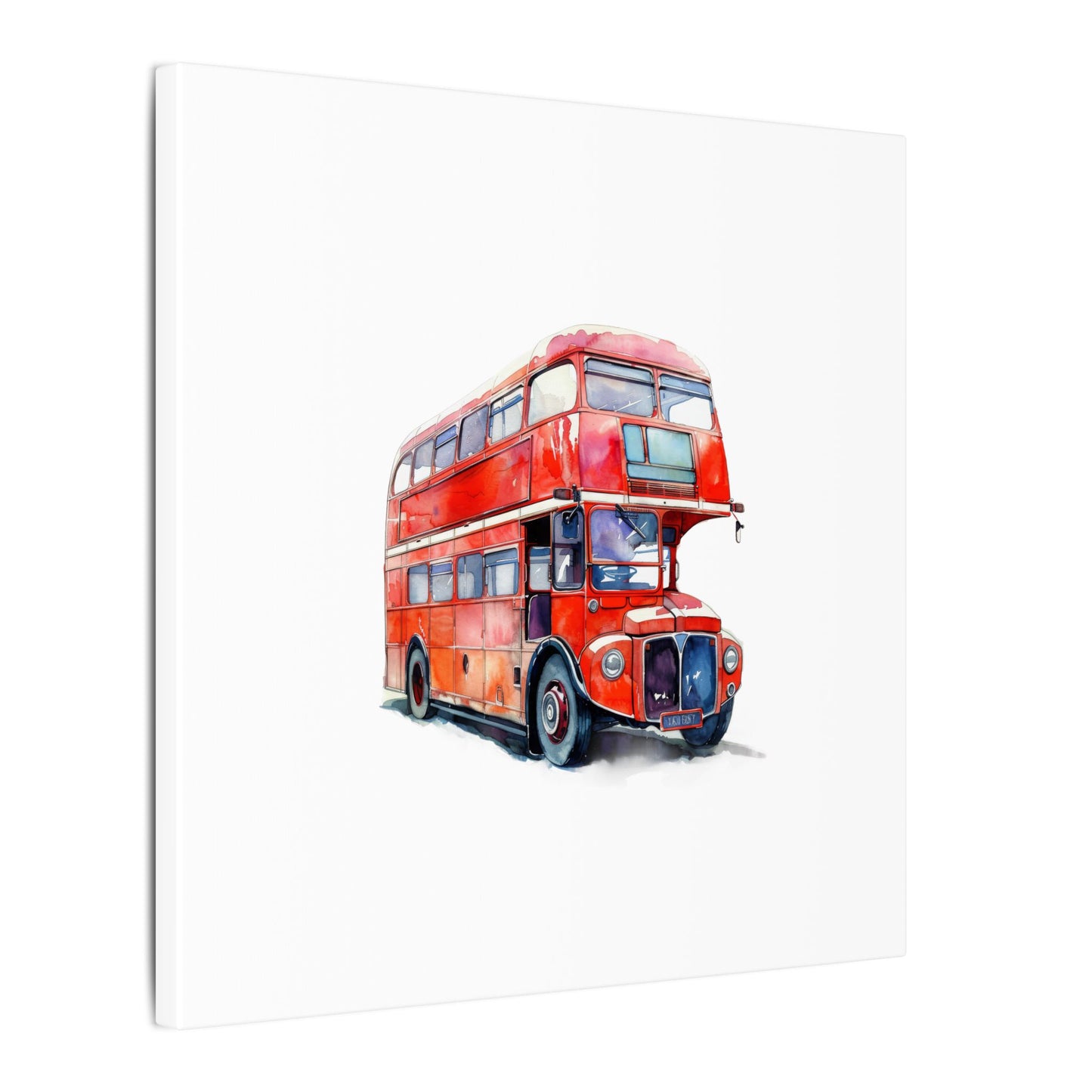 London Red Double-Decker Bus Art Canvas Print, Wall Decor for Travel Lovers, Home Office Gift, Unique Artwork for All Occasions