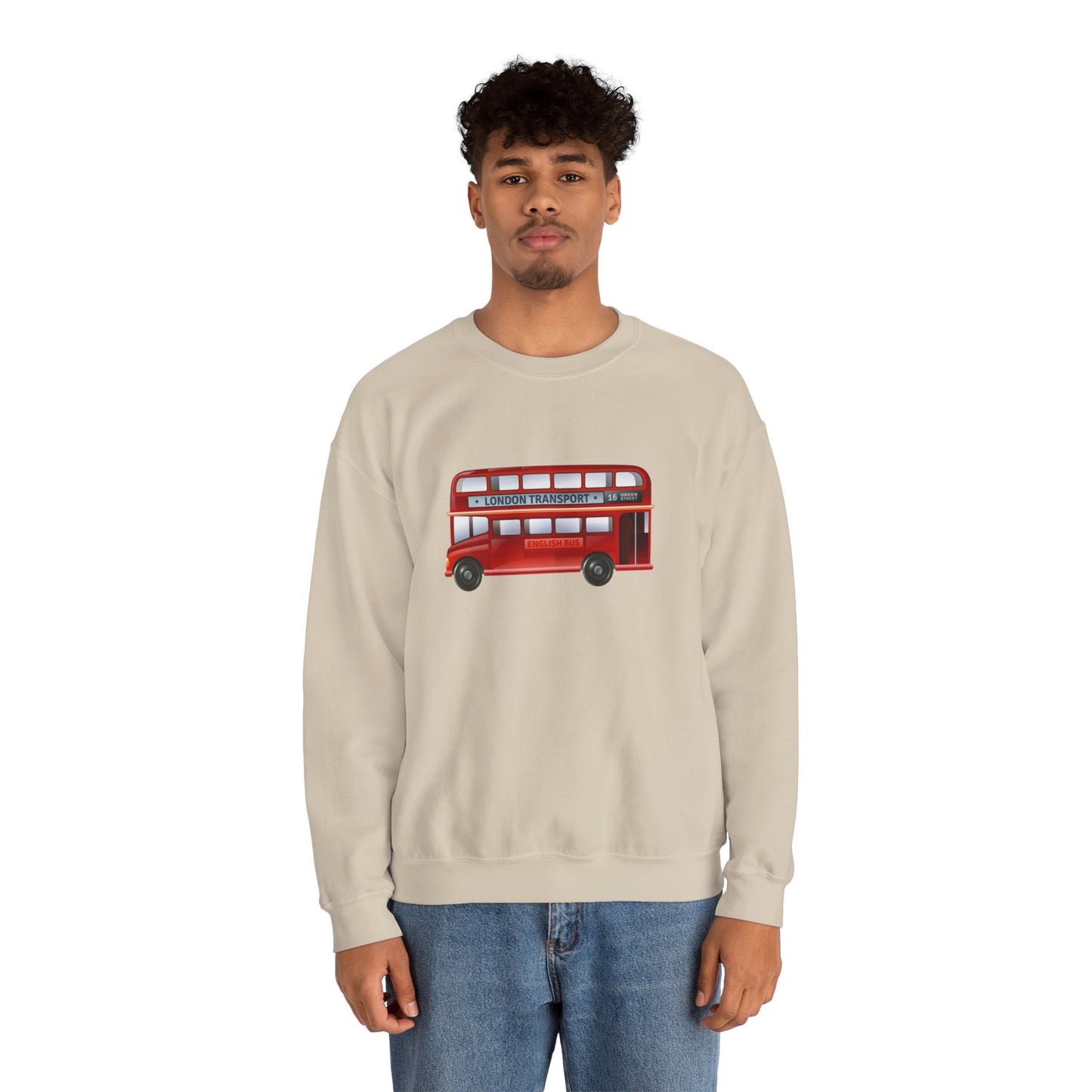 Unisex Heavy Blend™ Crewneck Sweatshirt Trendy - London Transport Red Double-Decker Bus