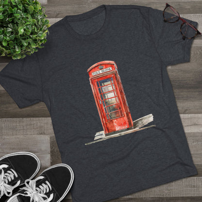 Iconic British Public Telephone - Classic Red Phone Box Unisex Tri-Blend Crew Tee