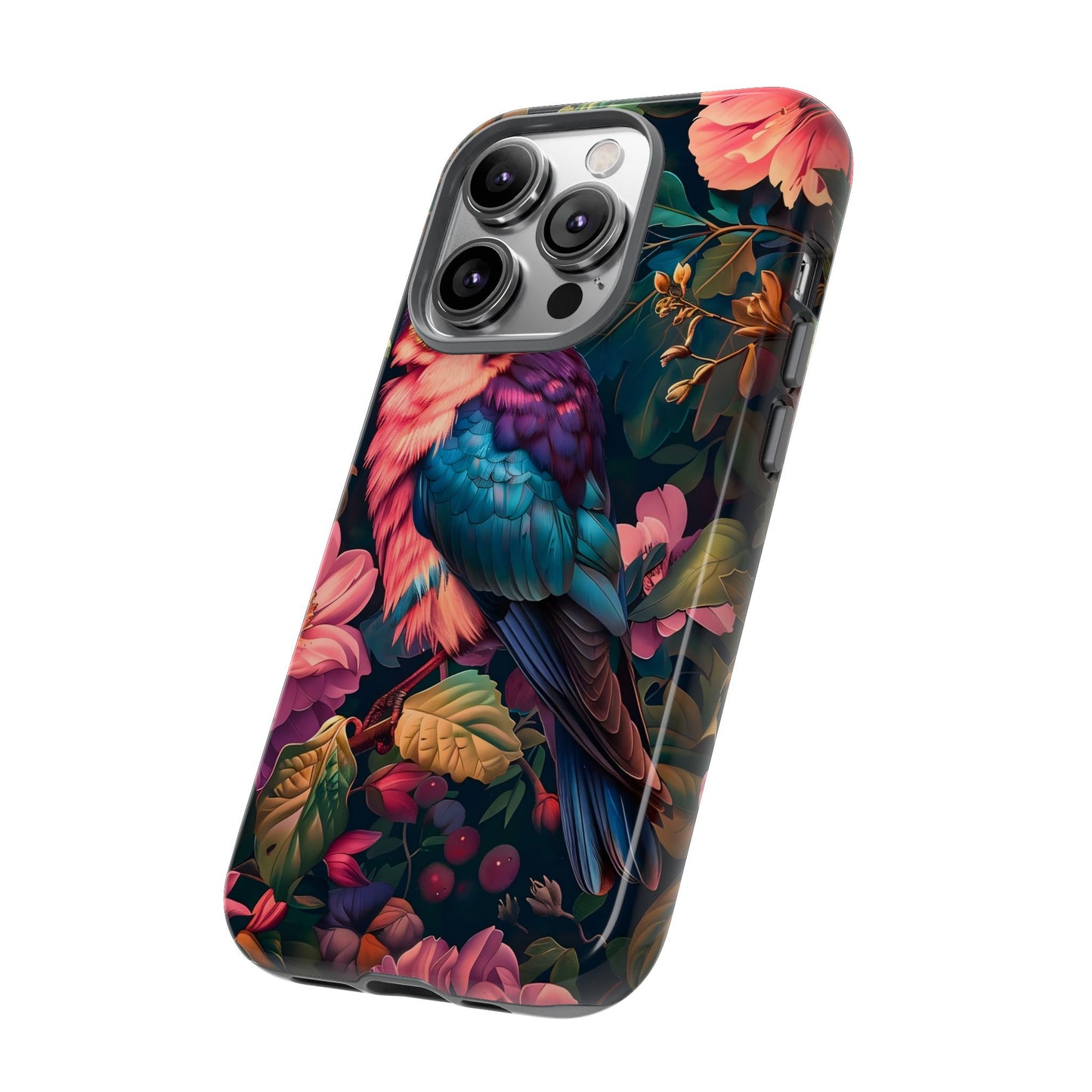 Tough Cases: Vibrant Tropical Bird Phone Case, Floral Smartphone Cover, Nature Lover Gift, Boho Phone Accessory, Cute Bird Case