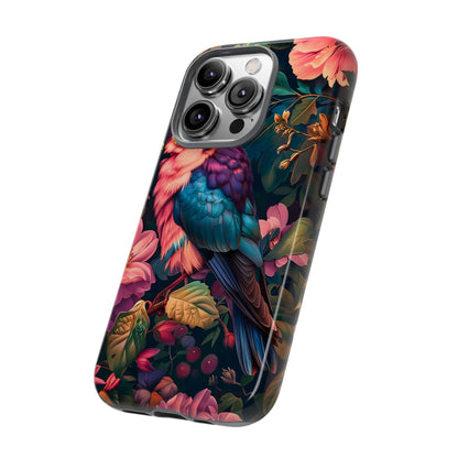 Tough Cases: Vibrant Tropical Bird Phone Case, Floral Smartphone Cover, Nature Lover Gift, Boho Phone Accessory, Cute Bird Case