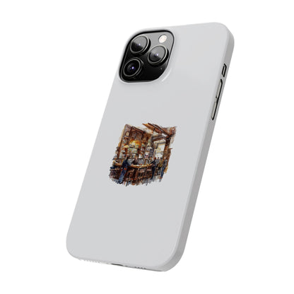 Artistic Slim Phone Cases, Coffee Shop Aesthetic, Unique Phone Covers, Gift for Coffee Lovers, Artistic Design Cases