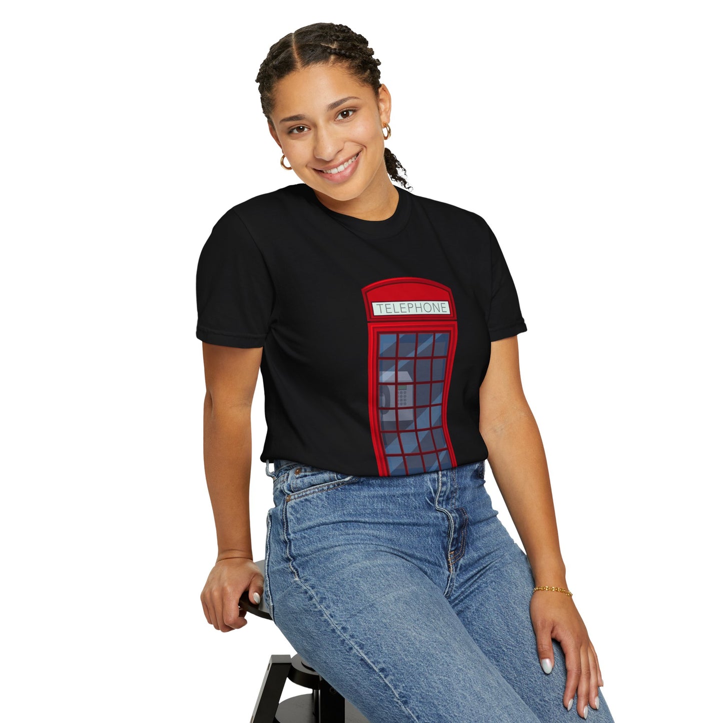 Unisex Garment-Dyed T-shirt - Iconic British Public Telephone