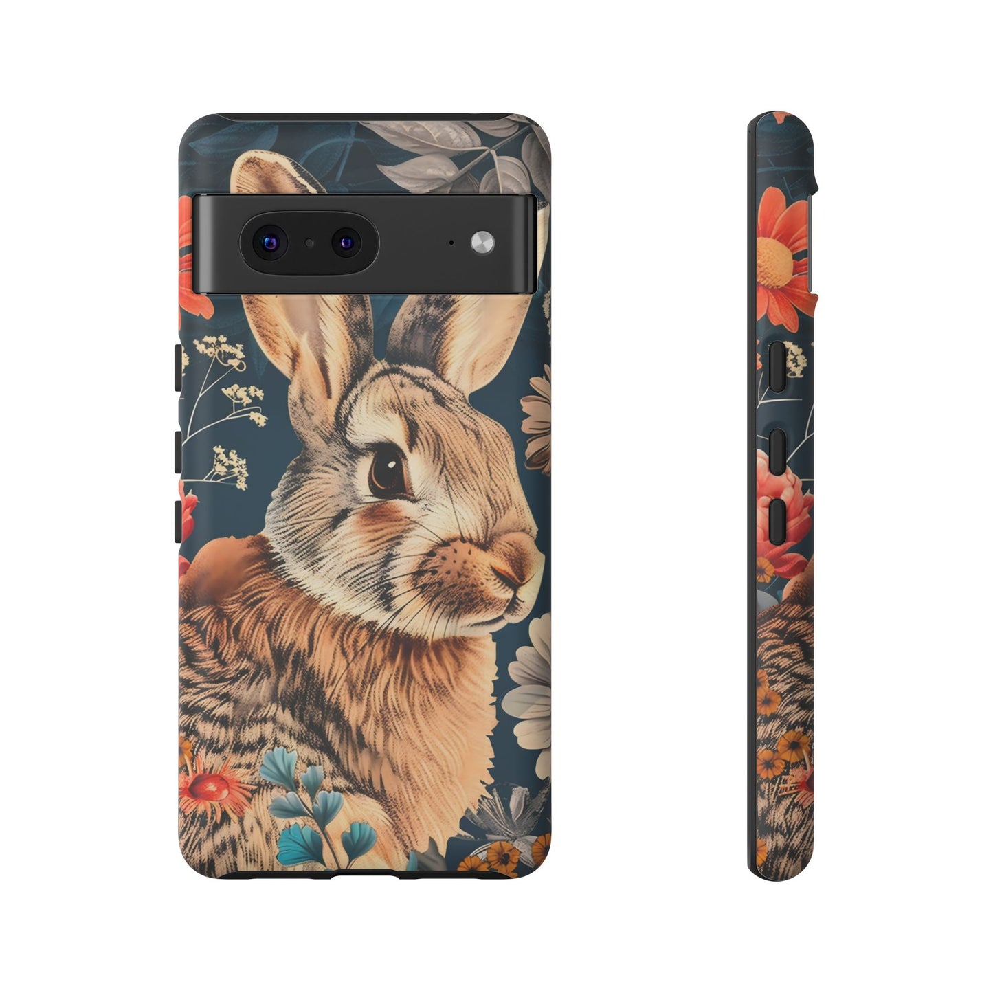 Floral Rabbit Phone Case, Cute Phone Cover, Tough Cases for Animal Lovers, Unique Gift for Birthdays, Nature-Themed Accessories