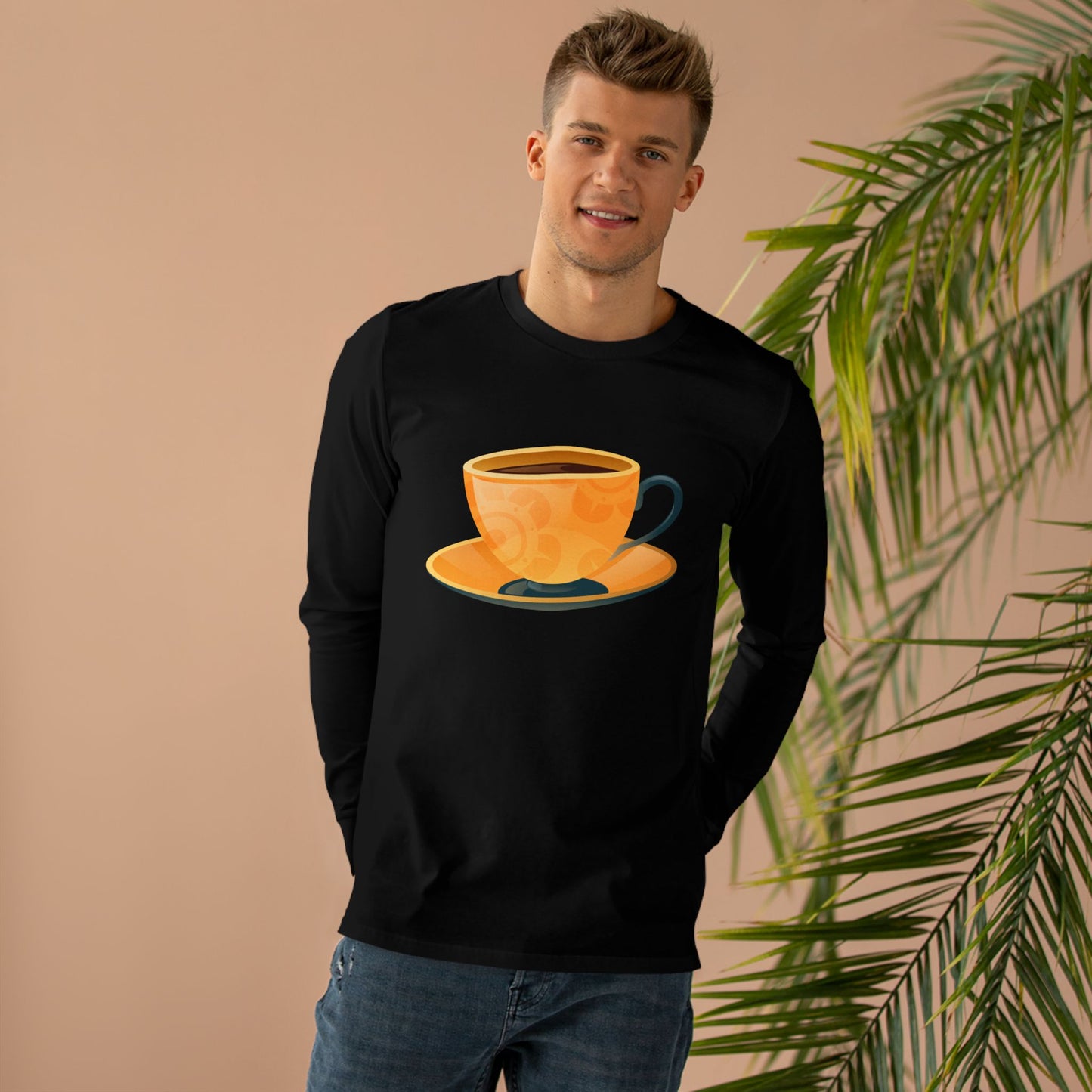 Men’s Base Longsleeve Tee - Classic British Tea Kettle - Timeless Elegance in Tea Time