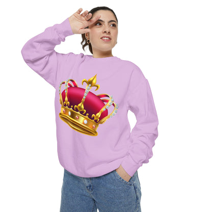 Unisex Garment-Dyed Sweatshirt - British Royal Crown Design