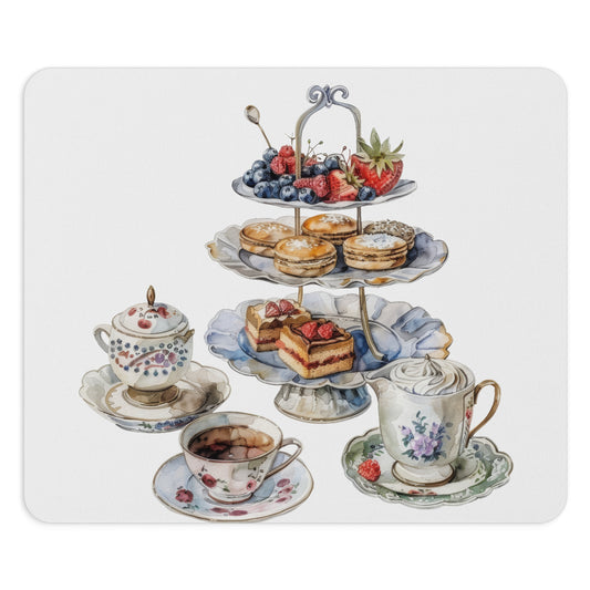 Delicate Afternoon Tea Mouse Pad - Vintage Tea Party Decor, Office Accessory, Gift for Tea Lovers, Home Office Mousepad