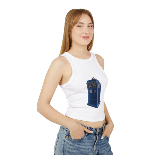 Women's Micro Rib Racer Tank Top - British Police Public Call Box - Iconic TARDIS Design