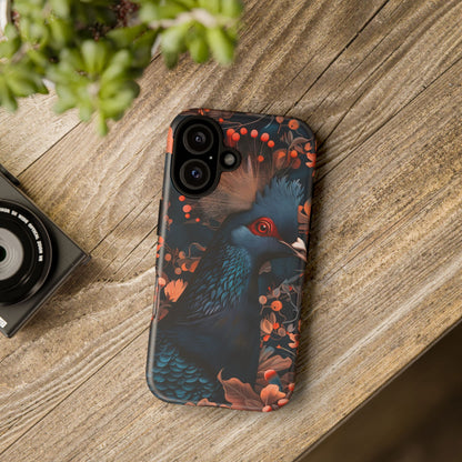 Vibrant Phone Case with Floral Peacock Design - Tough Cases, Artistic Phone Cover, Unique Gift for Nature Lovers, Stand Out Tech Accessory