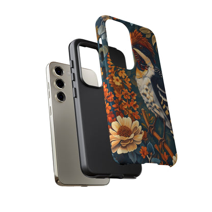 Tough Cases: Floral Bird Phone Case, Vintage Style Cover, Nature Lover Gift, Botanical Design, Spring Inspire Fashion