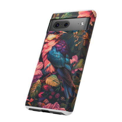Tough Cases: Vibrant Tropical Bird Phone Case, Floral Smartphone Cover, Nature Lover Gift, Boho Phone Accessory, Cute Bird Case
