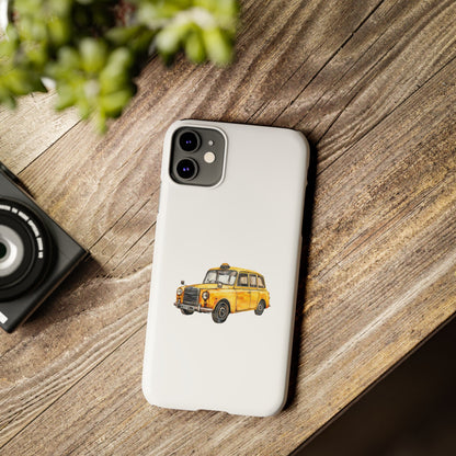 Vintage Yellow Taxi Slim Phone Case, NYC Taxi Accessory, Perfect Gift for Travelers, Phone Protection, Car Enthusiasts, Urban Style
