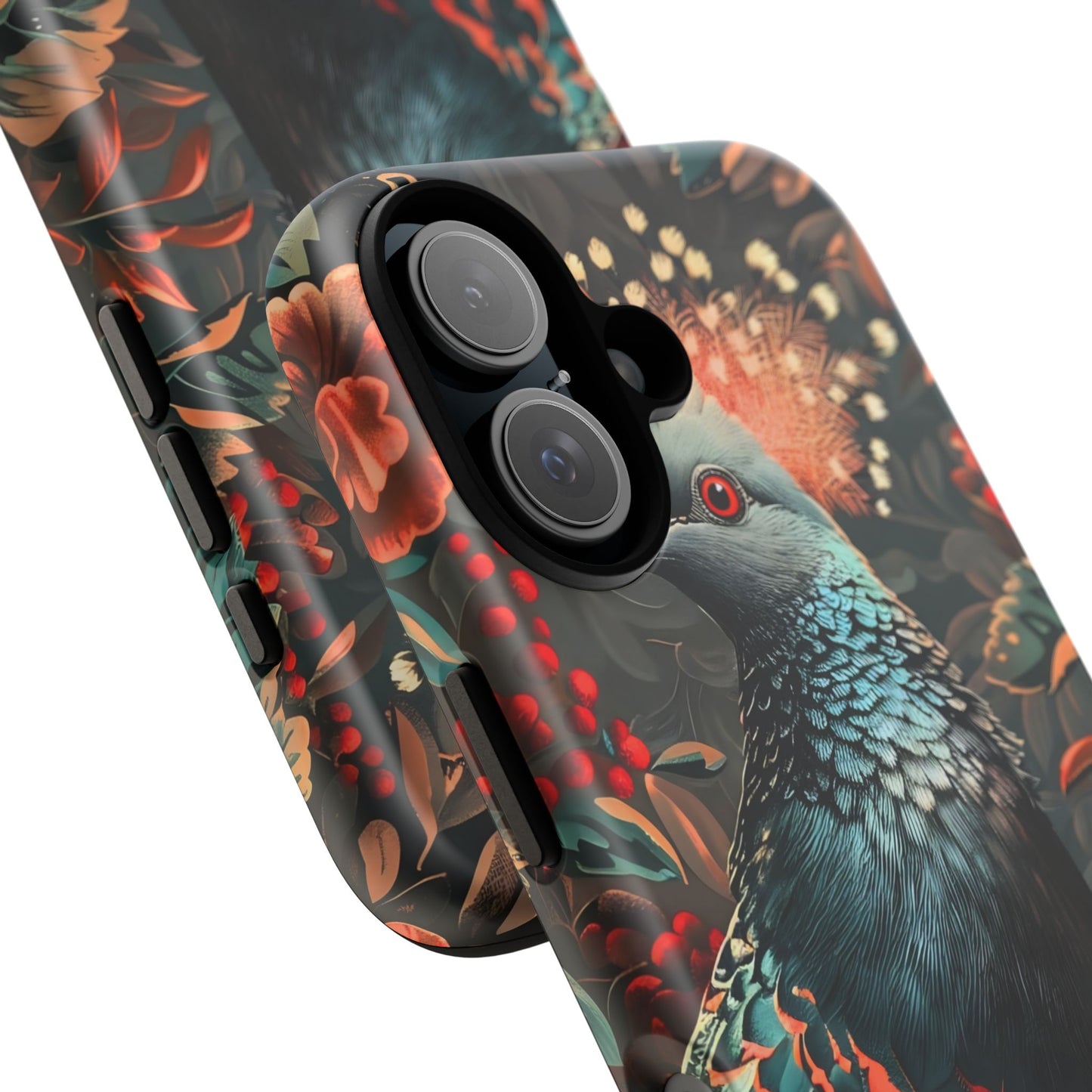 Floral Peacock Phone Case, Tough Cases, Artistic Phone Cover, Unique Gift, Nature Lover Accessory, Protective Case