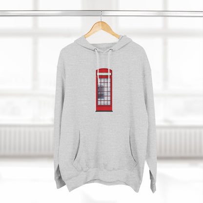 Iconic British Red Telephone Relaxed Three-Panel Fleece Hoodie
