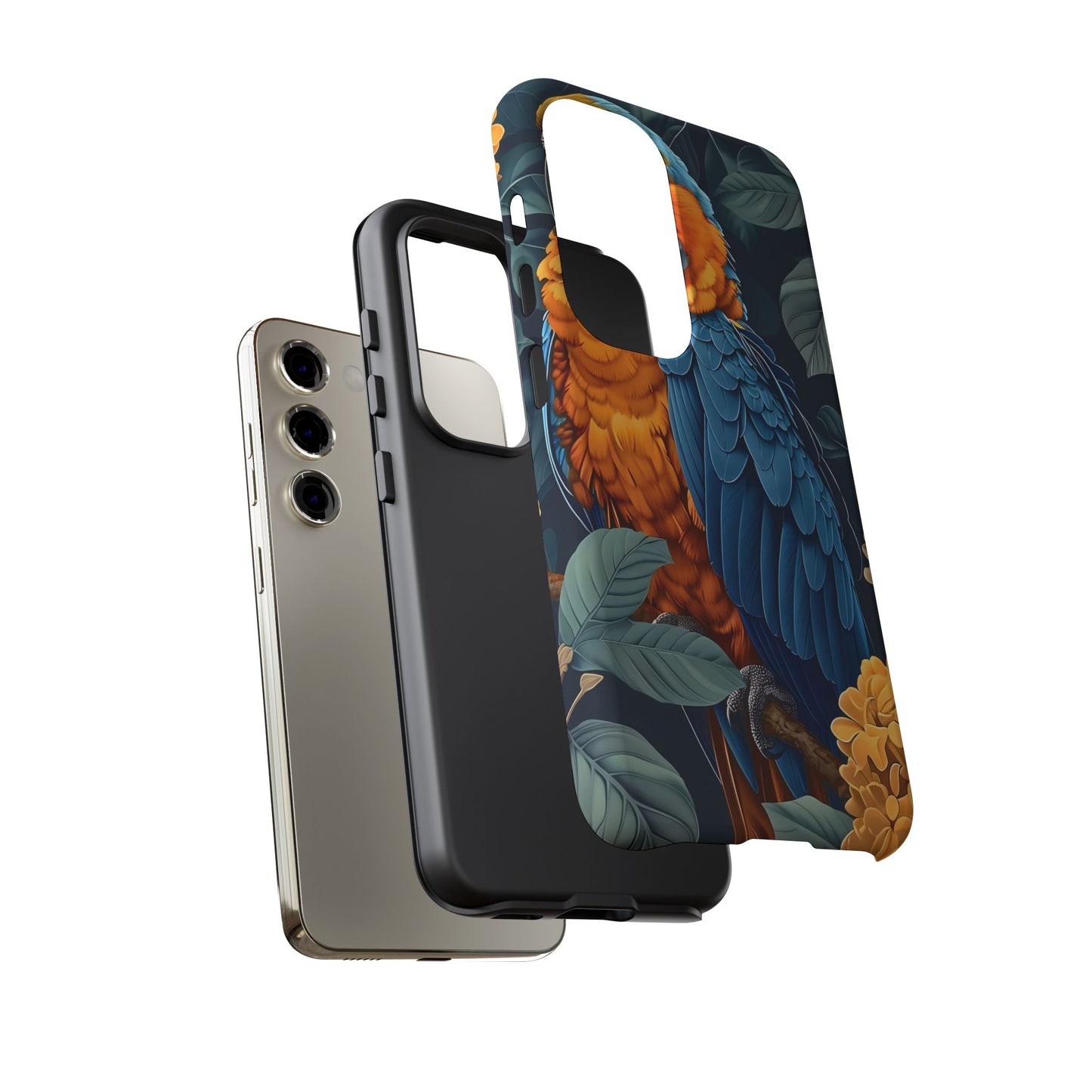 Tropical Parrot Phone Case - Tough Cases, Colorful Phone Cover, Nature Lover Gift, Floral Design, Bird Lover Accessory