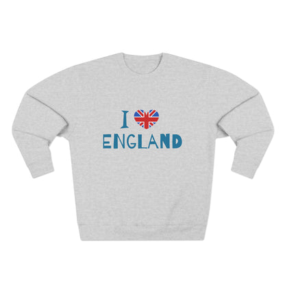 Unisex Crewneck Sweatshirt - I Love England - Union Jack Heart Design